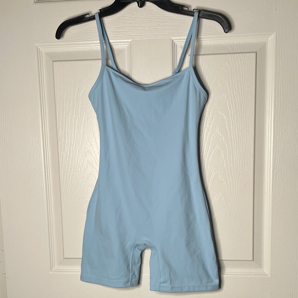 Light Blue Pastel Spaghetti Strap Athletic Romper